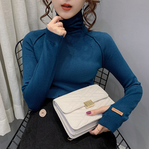 Pile collar high collar bottom sweater lady inner lap 2019 autumn and winter new foreign air fashion thickened cover-head knitwear