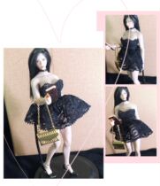 Spot 1 12 female soldiers lace small dress small black dress suitable for 1:12 female plastic body