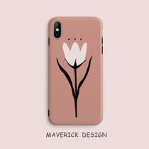 Illustrator original Korean ins style retro flower iPhonex mobile phone case 8plus frosted soft shell 8 simple hard case