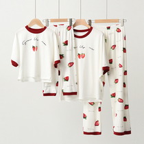 Korean parent-child outfit mother and son mother and daughter pajamas Girls high-end pure cotton thin section big virgin girl summer suit home clothes