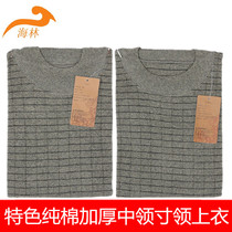 Hailin thermal underwear mens cotton one-inch collar middle collar plaid thickened single-piece base cotton sweater B5B-1-24