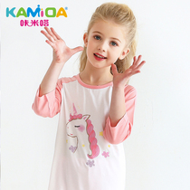 Kammi da girl pajamas spring and autumn girls Baby Cotton unicorn thin cute spring and summer childrens home clothes