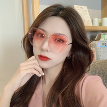 Cut edge frameless sunglasses female star net red with the same round face polygonal sunglasses Korean version of the street beats tide anti-ultraviolet