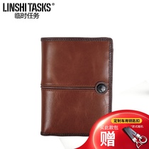 Short original design mens wallet top layer cowhide wallet fashion personality vertical retro buckle mens wallet