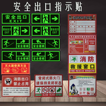 Safety exit sign Fire sign self-luminous wall sticker fire equipment implementation card responsibility letter