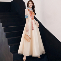 Temperament long evening dress dress women 2021 New banquet art Test bridesmaid dress high-end host annual performance