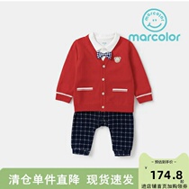 Boys suit Macalle 2022 new French red jumpsuit baby spring and autumn boy baby handsome go out