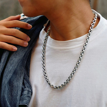 Luo Tai old silversmith 925 silver trend six-character truth dragon necklace male Korean trend matching clothes tide domineering