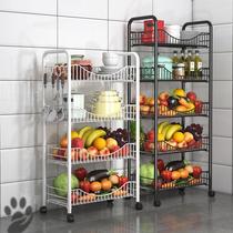 Reinforcement Vegetable fruit vegetable basket Kitchen Shelf Kitchen Shelve Slit mobile clip Sewn Containing Shelf Floor Storage Trolley