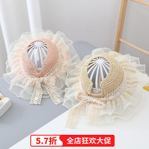 Senteal little fresher children lace floating with empty top sun hat hat Summer cute girl butterfly knot sunscreen sunscreen hat