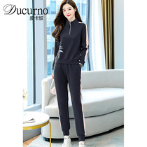 Ducurno Sports Suit Women Autumn Winter 21 Years New Fashion Temperament Slim Fit Slim Casual Two Sets