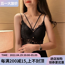 Sexy harness vest female lace thin net red bursting with a beauty back crossed with chest cushion can be worn out of the chest lap