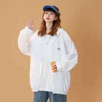 Sunscreen clothes womens long sleeves ins tide 2021 new summer thin loose Korean version of Joker Net red Super Fire c cap coat
