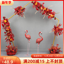 Wedding props iron arches pentagonal double-layer three-dimensional door stage welcome arrangement finished floral horned flowers