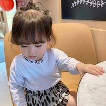 Hong Kong girl T-shirt 2020 new white base shirt Korean version of female baby girl children Spring cotton cotton long sleeve Z