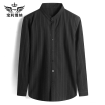 Mens autumn collar warm shirt mens long sleeve Korean trend handsome loose winter plus velvet thickened shirt