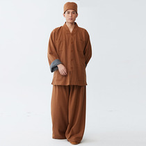 Ciyuan monk clothing autumn and winter new wool thickened double layer meditation Buddhist men and women loose long coat (short coat suit)