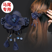 Hairclip female ancient wind horizontal clip back head top clip flower spring clip tassel pendant horsetail clip hair accessories mother hair card