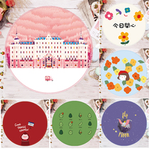 Budapest mouse pad Round literary cute girl heart cloth natural rubber pad Non-slip small table pad