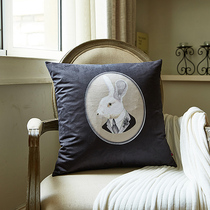 Black short - fluff sofa cushion cushion pillow - rabbit waist - lean office creative bedside cushion with core