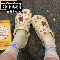 * Koreas new teenage girl hearts cute cartoon dongle shoes men and women outdoor lovers beach shoes nurse shoes ins Chains *