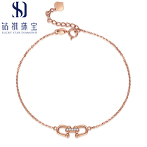 New product 18k gold diamond bracelet bracelet lady Au750 inlaid diamond double ring horseshoe buckle jewellery Christmas New Year gift
