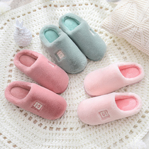 Indoor 2021 cotton slippers women winter cute household thick bottom bag hair slippers women wear Women autumn and winter