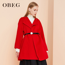 Obey Olette sells wool double-sided woolen coat women fashion simple woolen coat 1074009