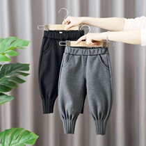 Girls pants winter plus velvet padded trousers children Korean sports pants small children Foreign winter baby pants