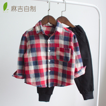 Boys shirt long sleeve children spring and autumn cotton plaid baby Korean childrens shirt 2020 new coat
