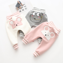 Baby plus velvet pants autumn and winter wear cotton men and women warm butts high waist belly pants boneless baby big pp pants