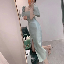 Long dress small crowddesign Sensual style small fragrant windy summer clothing high-end light lavish temperament palace wind open fork dress children