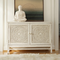 High-end customized solid wood carved porch cabinet American country two-door lockers antique nostalgic Hall decoration cabinet