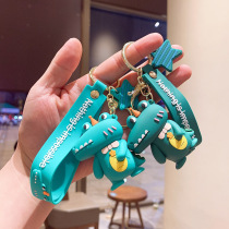 Cartoon Drop Glue Crocodile Key Buckle Pendant Soft Rubber Ring Ring Car Key Chain Circle School Bag Hang Accessories Creative Small Gift