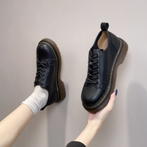 Retro Inn small leather shoes women 2021 new spring and autumn thick bottom autumn with flat bottom single shoes genuine leather round head matching dresses