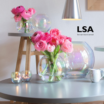 British imported LSA Pearl Rainbow vase teardrop glass transparent Pearl gradient living room flower arrangement