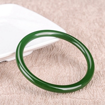 Xinjiang natural spinach green Hetian Jasper fine round strip beautiful jade bracelet thin girl Jade bracelet childrens