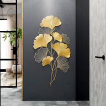 Nordic light and luxurious golden iron art Ginkgo Leaf Wall-mounted Living-room Background Wall Genguan Bedroom Wall Wall Soft Adornment