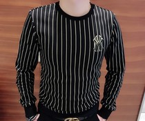 Social guy round neck embroidered sweater mens 2020 autumn new trend handsome striped wild pullover sweater