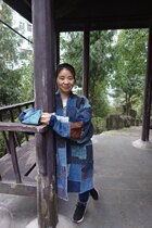 Home Sonic Penthouse for the Cognitive Hand Weave Old Cotton Fabric Blue Indigo Hand Sewn Chest Circumference 116cm High 91cm c-363