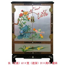 Yangzhou lacquerware factory direct lacquer flower home decoration painting engraved lacquer silver flower and bird double door one cabinet customization