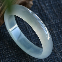 Elegant temperament Myanmar old pit jade floating flower ice jade stone bracelet noble concubine bracelet thin strip large ring mouth