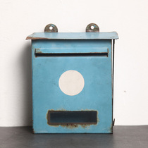 Japan 70s blue iron mailbox vintage retro literary decoration old mailbox