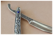 Pure silver pipe knife 925 retro enamel pipe knife supporting angle pressure rod to scrape carbon layer tool