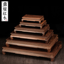 Mahogany base Rectangular decoration base Wood carving fish tank wooden seat Chinese Buddha statue strange stone bonsai solid wood base