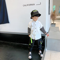 Meal Little Fan clothes Men and women Childrens Collared Sleeves White Shirt Children 2019 Fall New Korean version Shuai 100 Lap Shirt Tide