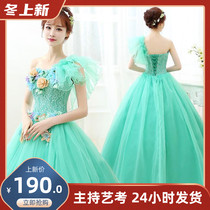 2020 new color yarn wedding dress solo female art Test Studio costume long annual performance dress