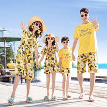 Beach pro-son dress Xia family of three-mouthed four-mouth Bali Sanya seaside holiday mother-daughter skirt dress foreign air