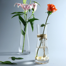 Simple and fresh simulation flowers dried flowers flower arrangement glass vase High bottle transparent hydroponic bamboo home decoration utensils