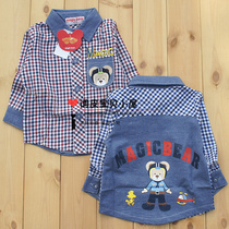 2022 Spring and autumn models Korean version Little Bear full cotton boy Long sleeves shirt plaid undershirt childlike dress